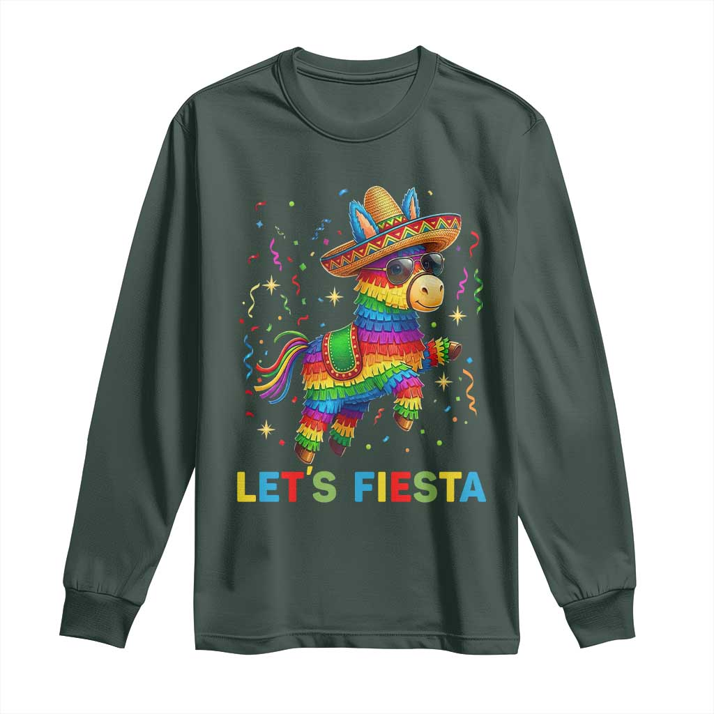 Mexican Fiesta Pinata Long Sleeve Shirt Funny Cinco De Mayo TS12 Dark Forest Green Print Your Wear