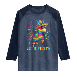 Mexican Fiesta Pinata Raglan Shirt Funny Cinco De Mayo TS12 Heather Denim Navy Print Your Wear