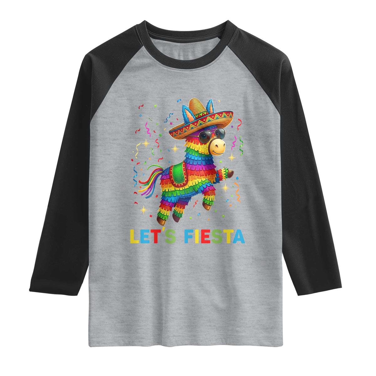 Mexican Fiesta Pinata Raglan Shirt Funny Cinco De Mayo TS12 Heather Gray Black Print Your Wear