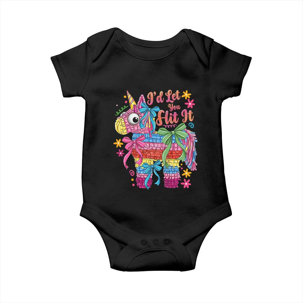 Funny Cinco De Mayo Pinata Baby Onesie Id Let You Hit It TS12 Black Print Your Wear