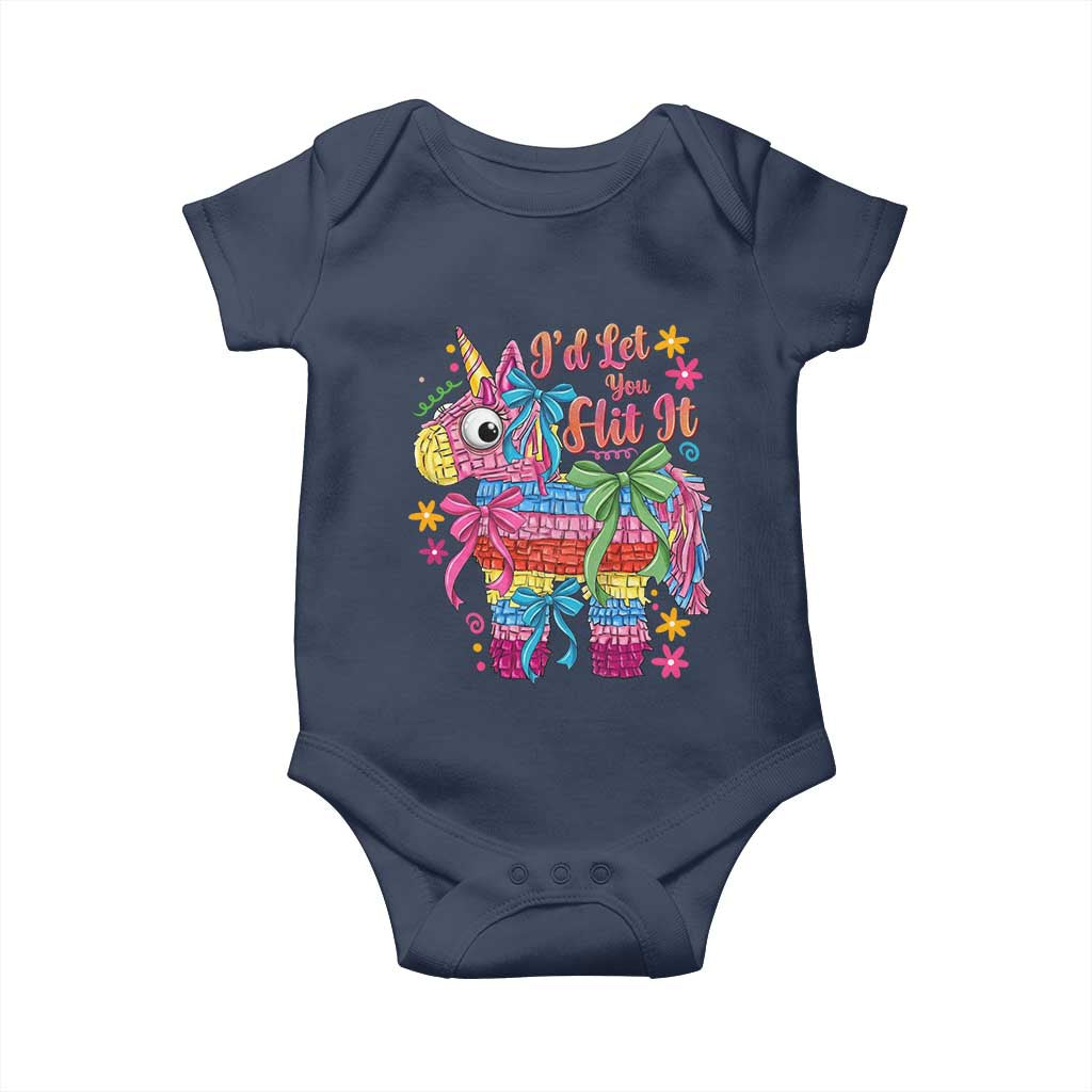 Funny Cinco De Mayo Pinata Baby Onesie Id Let You Hit It TS12 Navy Print Your Wear