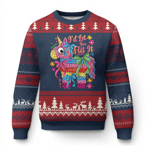 Funny Cinco De Mayo Pinata Ugly Christmas Sweater Id Let You Hit It TS12 Navy Red Print Your Wear