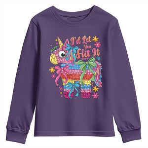 Funny Cinco De Mayo Pinata Youth Sweatshirt Id Let You Hit It TS12 Purple Print Your Wear
