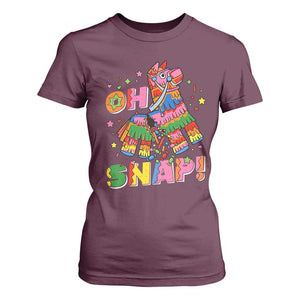 Funny Cinco De Mayo Pinata Candy Party T Shirt For Women Oh Snap TS12 Maroon Print Your Wear