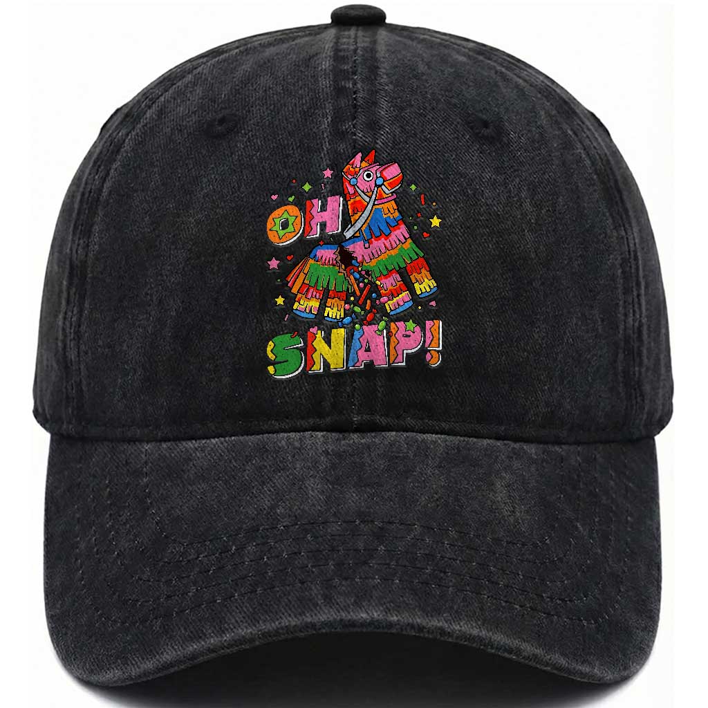 Funny Cinco De Mayo Pinata Candy Party Washed Cotton Baseball Cap Oh Snap TS12 Print Your Wear
