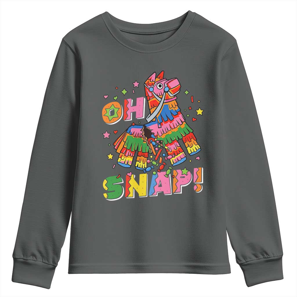 Funny Cinco De Mayo Pinata Candy Party Youth Sweatshirt Oh Snap TS12 Dark Heather Print Your Wear