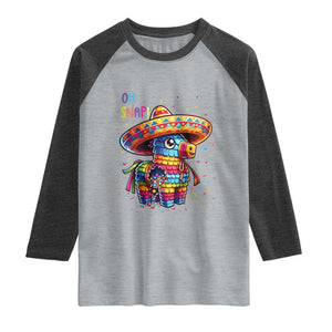 Hilarious Pinata Candy Rainbow Fiesta Party Raglan Shirt Oh Snap TS12 Heather Gray Heather Charcoal Print Your Wear