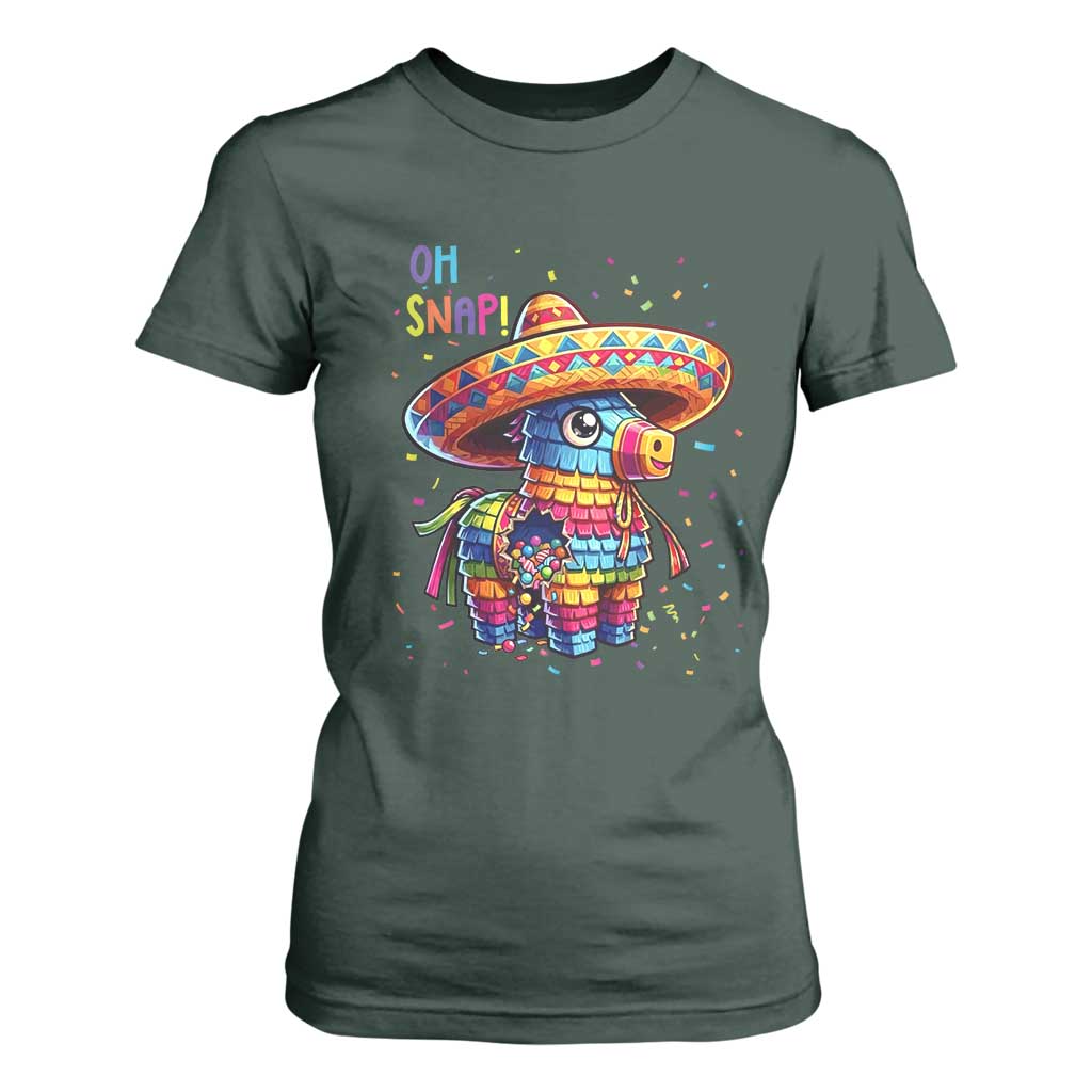 Hilarious Pinata Candy Rainbow Fiesta Party T Shirt For Women Oh Snap TS12 Dark Forest Green Print Your Wear