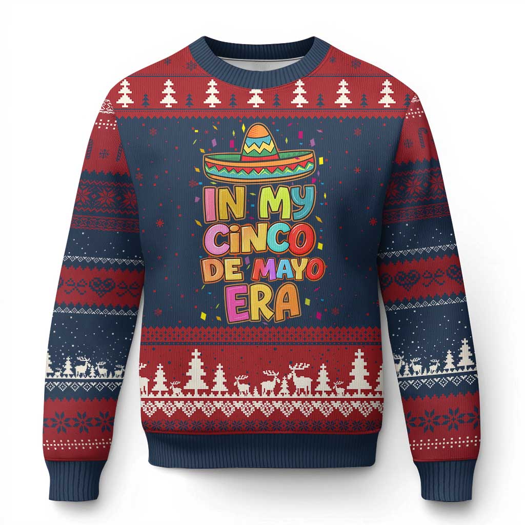 Funny Mexican Fiesta Party Ugly Christmas Sweater In My Cinco De Mayo Era TS12 Navy Red Print Your Wear