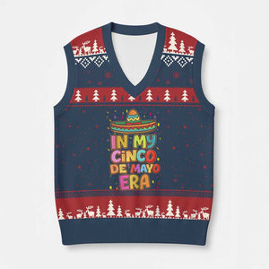 Funny Mexican Fiesta Party V-Neck Knit Sweater Vest In My Cinco De Mayo Era TS12 Navy Red Print Your Wear