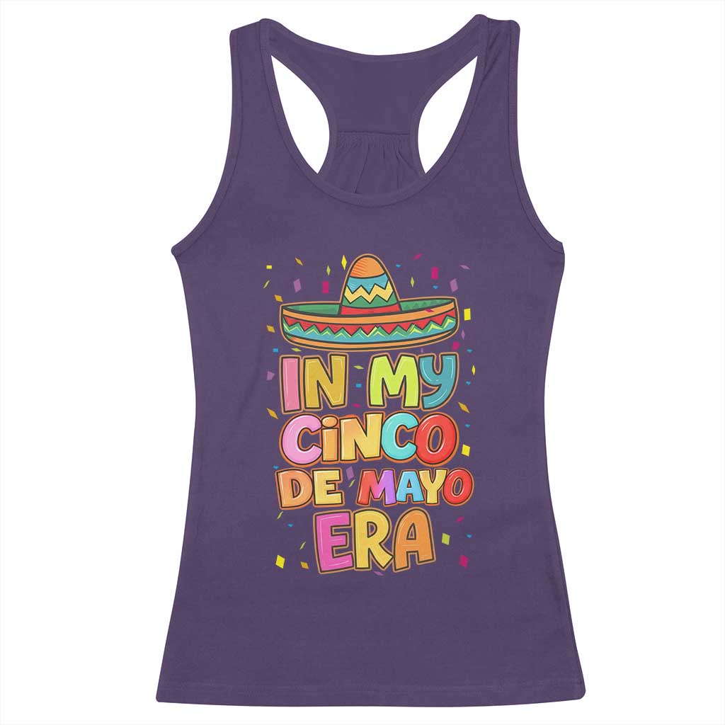 Funny Mexican Fiesta Party Racerback Tank Top In My Cinco De Mayo Era TS12 Purple Print Your Wear