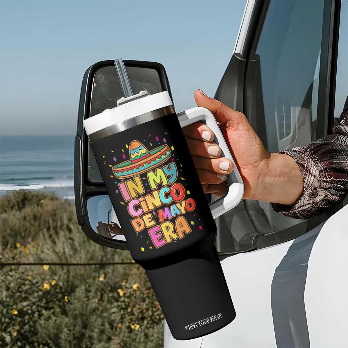 Funny Mexican Fiesta Party Tumbler With Handle In My Cinco De Mayo Era TS12 Print Your Wear