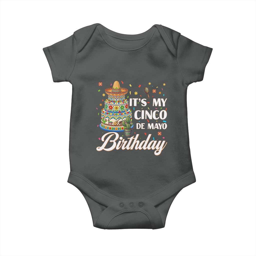 Funny Cinco De Mayo Birthday Baby Onesie Mexican Fiesta Theme Party TS12 Dark Heather Print Your Wear