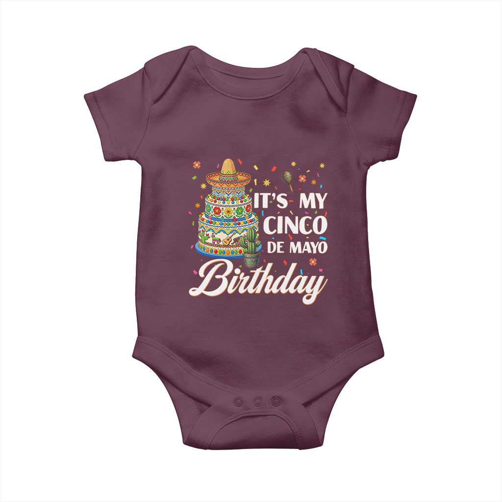 Funny Cinco De Mayo Birthday Baby Onesie Mexican Fiesta Theme Party TS12 Maroon Print Your Wear
