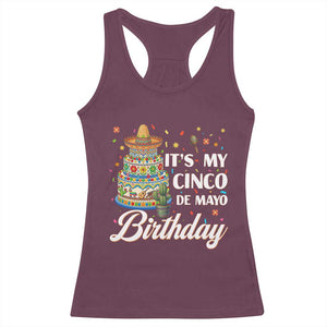 Funny Cinco De Mayo Birthday Racerback Tank Top Mexican Fiesta Theme Party TS12 Maroon Print Your Wear