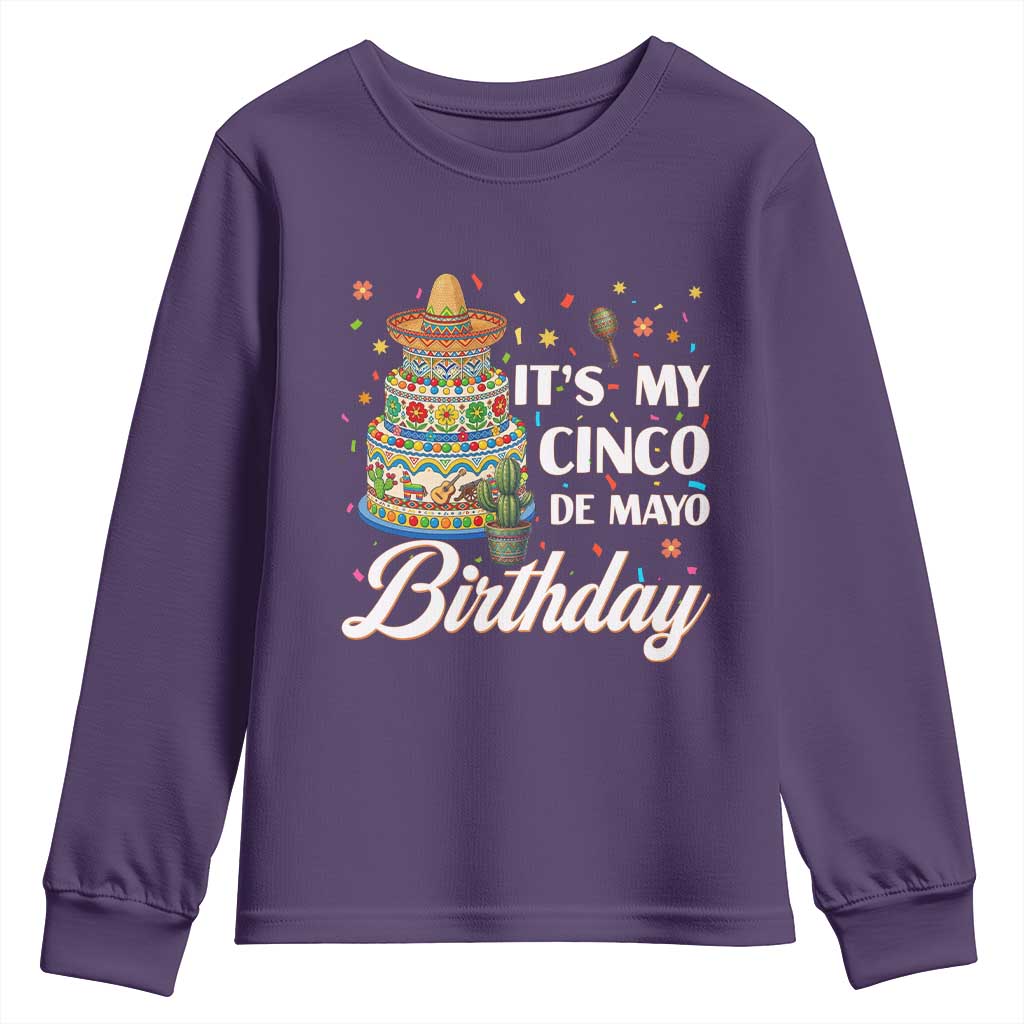 Funny Cinco De Mayo Birthday Youth Sweatshirt Mexican Fiesta Theme Party TS12 Purple Print Your Wear