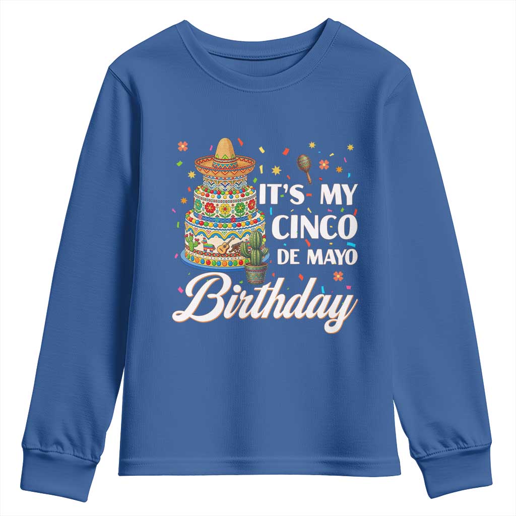 Funny Cinco De Mayo Birthday Youth Sweatshirt Mexican Fiesta Theme Party TS12 Royal Blue Print Your Wear
