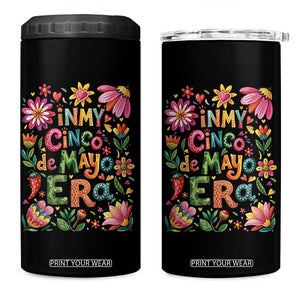 Trendy Floral Fiesta Celebration 4 in 1 Can Cooler Tumbler In My Cinco De Mayo Era TS12 One Size: 16 oz Black Print Your Wear