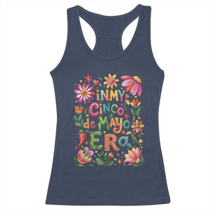 Trendy Floral Fiesta Celebration Racerback Tank Top In My Cinco De Mayo Era TS12 Navy Print Your Wear