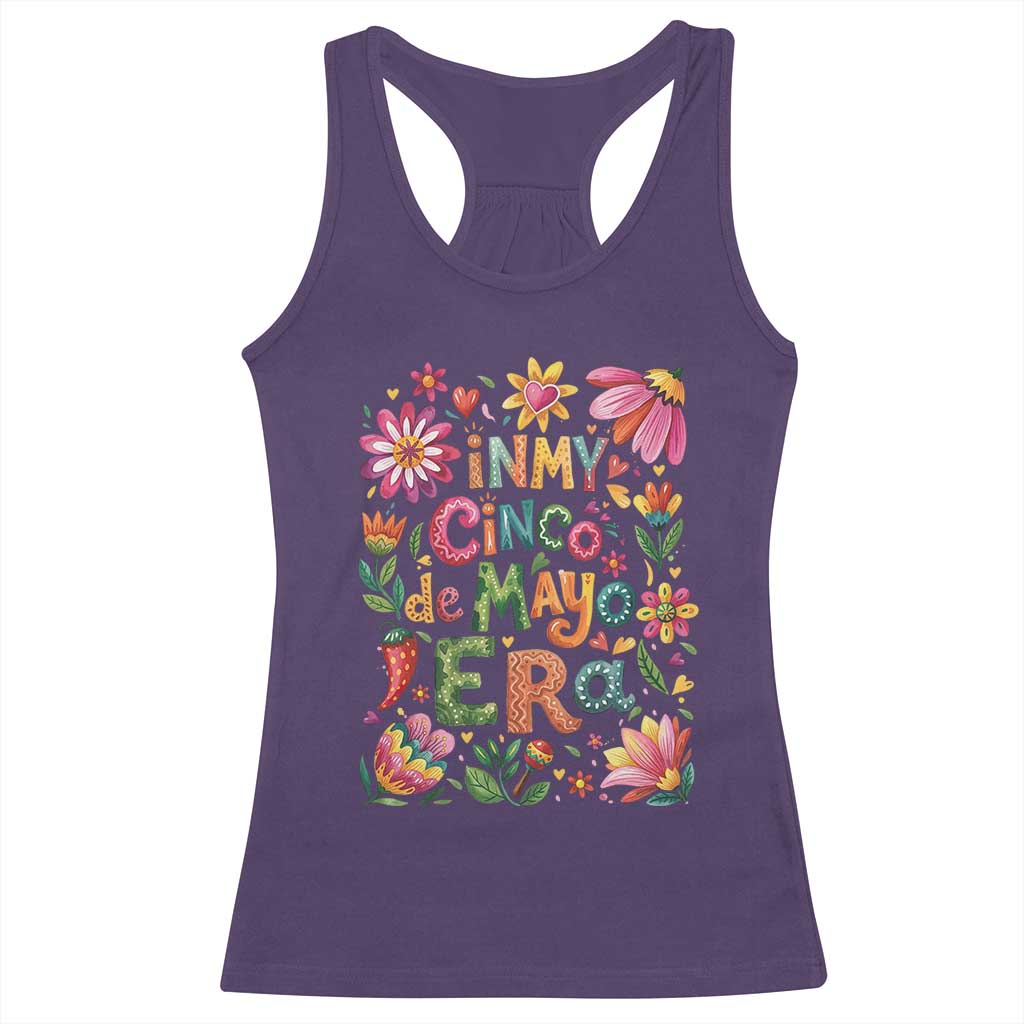 Trendy Floral Fiesta Celebration Racerback Tank Top In My Cinco De Mayo Era TS12 Purple Print Your Wear
