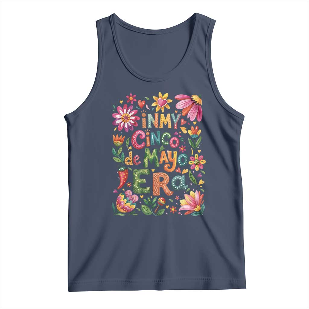 Trendy Floral Fiesta Celebration Tank Top In My Cinco De Mayo Era TS12 Navy Print Your Wear