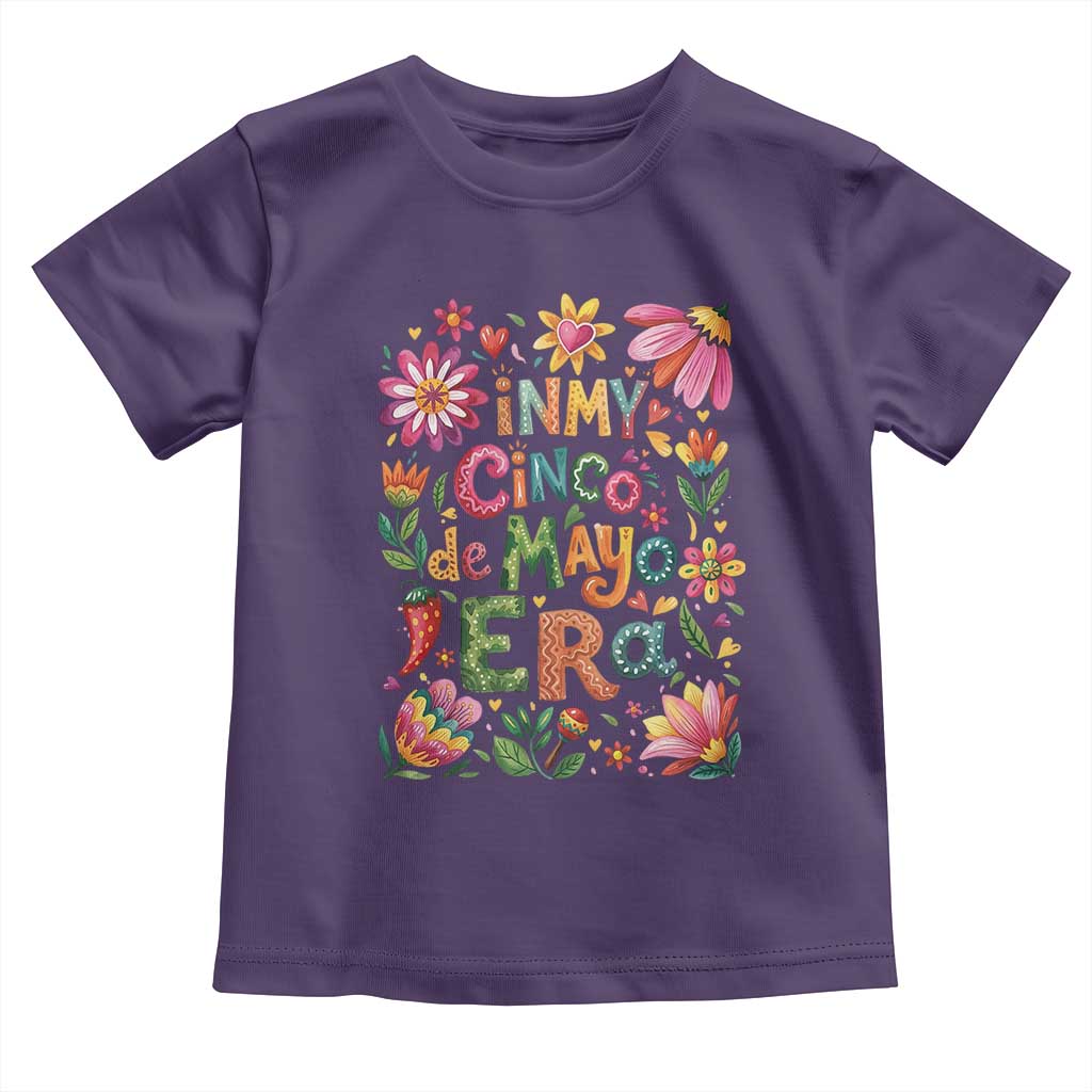 Trendy Floral Fiesta Celebration Toddler T Shirt In My Cinco De Mayo Era TS12 Purple Print Your Wear