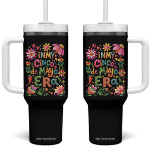 Trendy Floral Fiesta Celebration Tumbler With Handle In My Cinco De Mayo Era TS12 One Size: 40 oz Black Print Your Wear