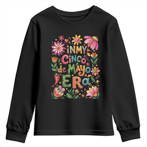 Trendy Floral Fiesta Celebration Youth Sweatshirt In My Cinco De Mayo Era TS12 Black Print Your Wear