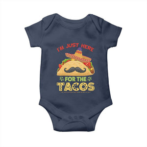 Funny Cinco De Mayo Taco Baby Onesie Just Here For The Tacos TS12 Navy Print Your Wear