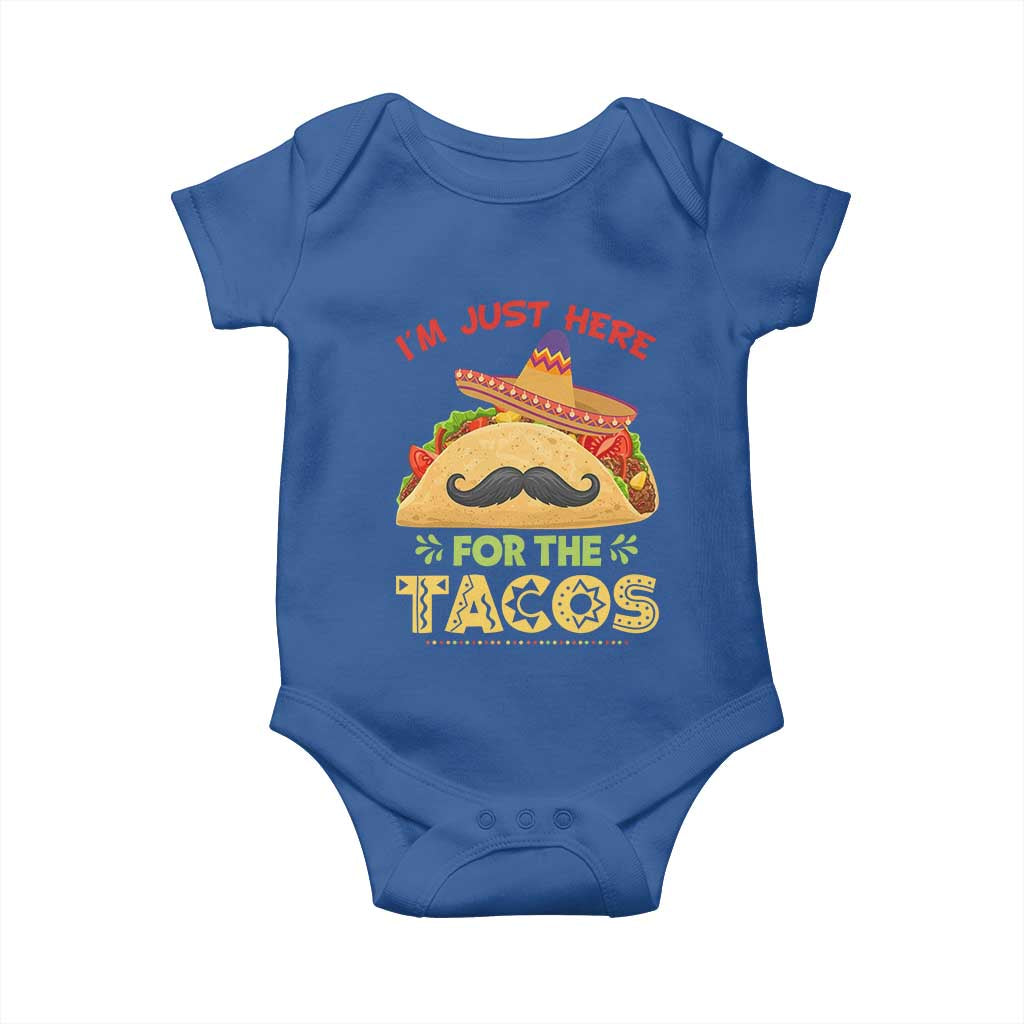 Funny Cinco De Mayo Taco Baby Onesie Just Here For The Tacos TS12 Royal Blue Print Your Wear