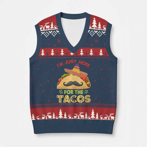 Funny Cinco De Mayo Taco V-Neck Knit Sweater Vest Just Here For The Tacos TS12 Navy Red Print Your Wear