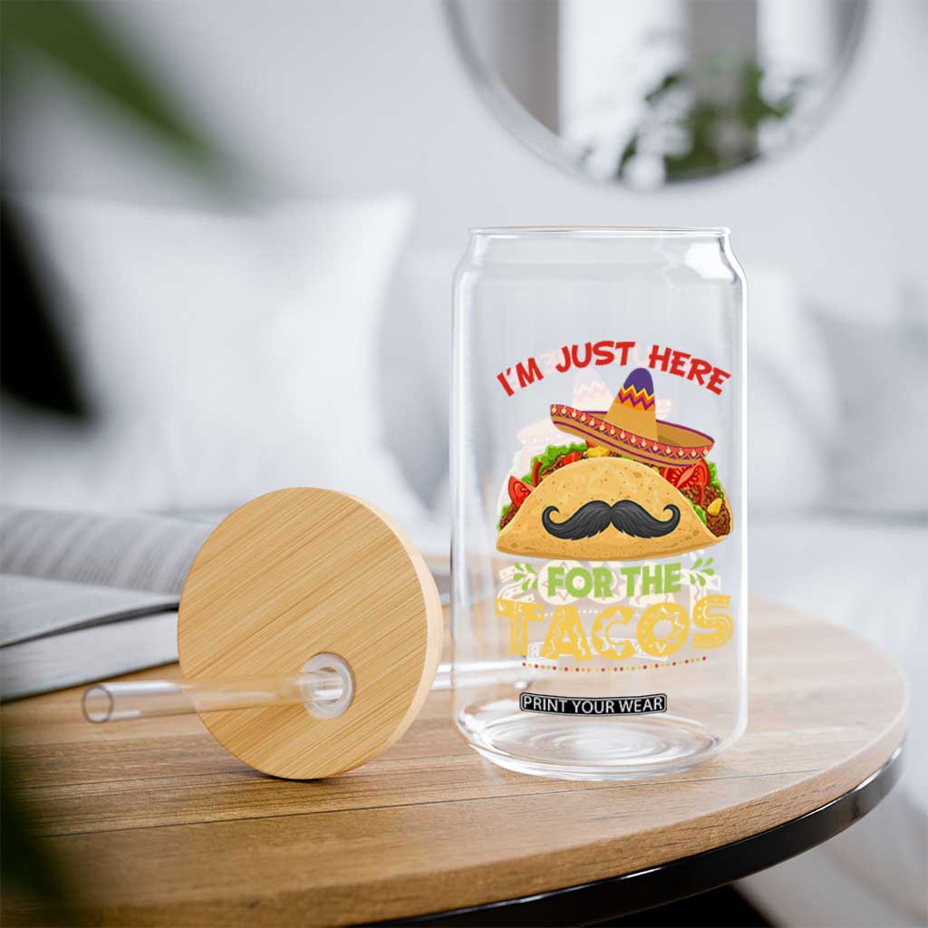 Funny Cinco De Mayo Taco Glass Can Just Here For The Tacos TS12 Print Your Wear