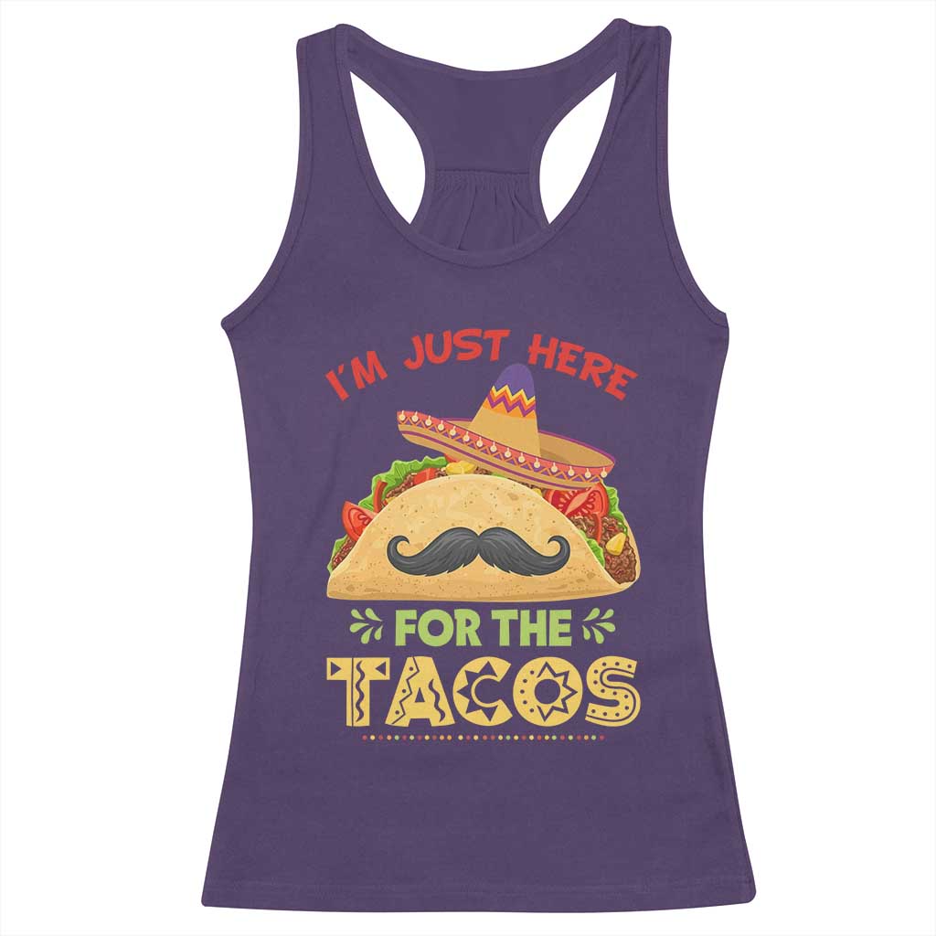 Funny Cinco De Mayo Taco Racerback Tank Top Just Here For The Tacos TS12 Purple Print Your Wear