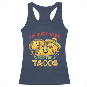 Funny Cinco De Mayo Just Here For The Tacos Racerback Tank Top Taco Lover Gift TS12 Navy Print Your Wear