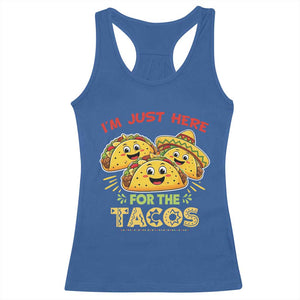 Funny Cinco De Mayo Just Here For The Tacos Racerback Tank Top Taco Lover Gift TS12 Royal Blue Print Your Wear