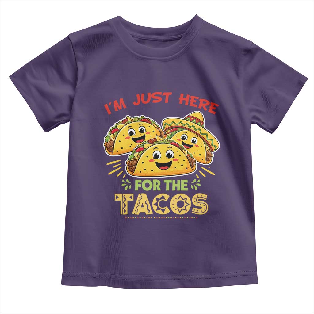 Funny Cinco De Mayo Just Here For The Tacos Toddler T Shirt Taco Lover Gift TS12 Purple Print Your Wear