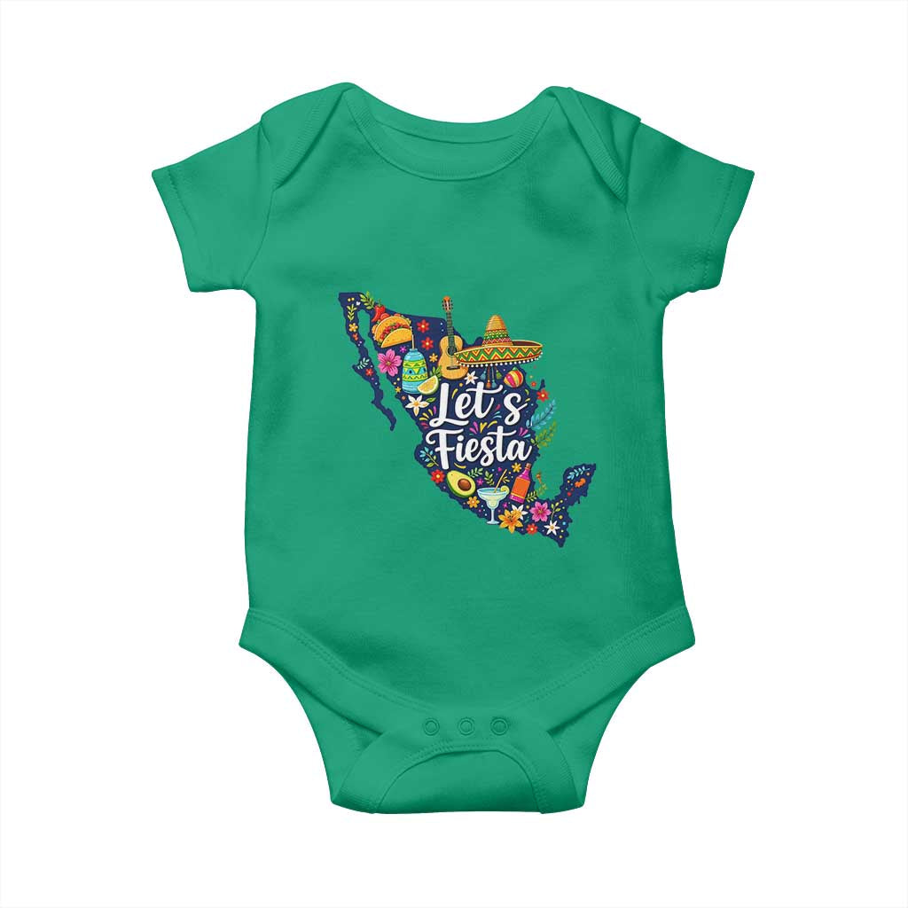 Cinco De Mayo Party Mexican Map Baby Onesie Lets Fiesta TS12 Irish Green Print Your Wear
