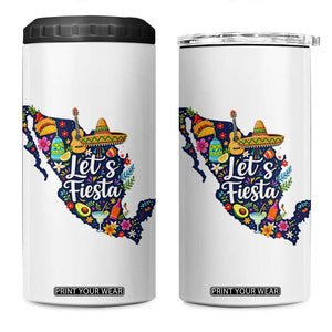 Cinco De Mayo Party Mexican Map 4 in 1 Can Cooler Tumbler Lets Fiesta TS12 One Size: 16 oz White Print Your Wear