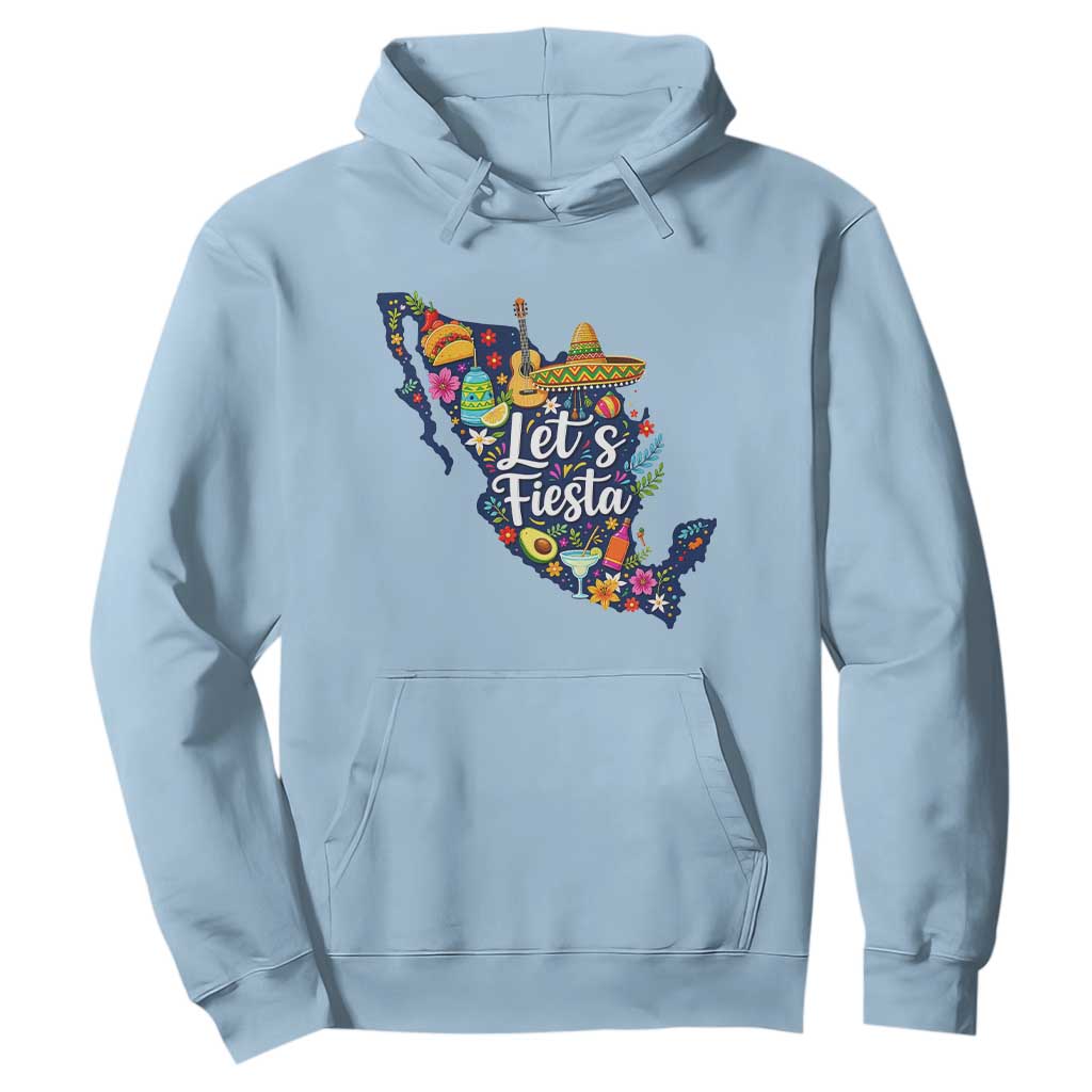 Cinco De Mayo Party Mexican Map Hoodie Lets Fiesta TS12 Light Blue Print Your Wear