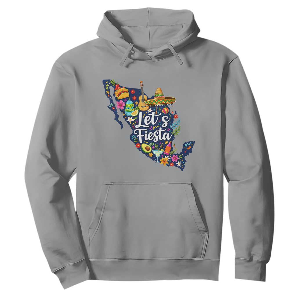 Cinco De Mayo Party Mexican Map Hoodie Lets Fiesta TS12 Sport Gray Print Your Wear