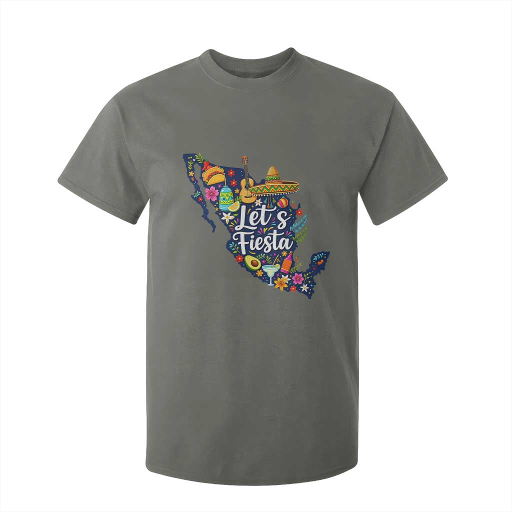 Cinco De Mayo Party Mexican Map T Shirt For Kid Lets Fiesta TS12 Military Green Print Your Wear