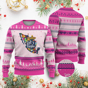 Cinco De Mayo Party Mexican Map Ugly Christmas Sweater Lets Fiesta TS12 Hot Pink Print Your Wear