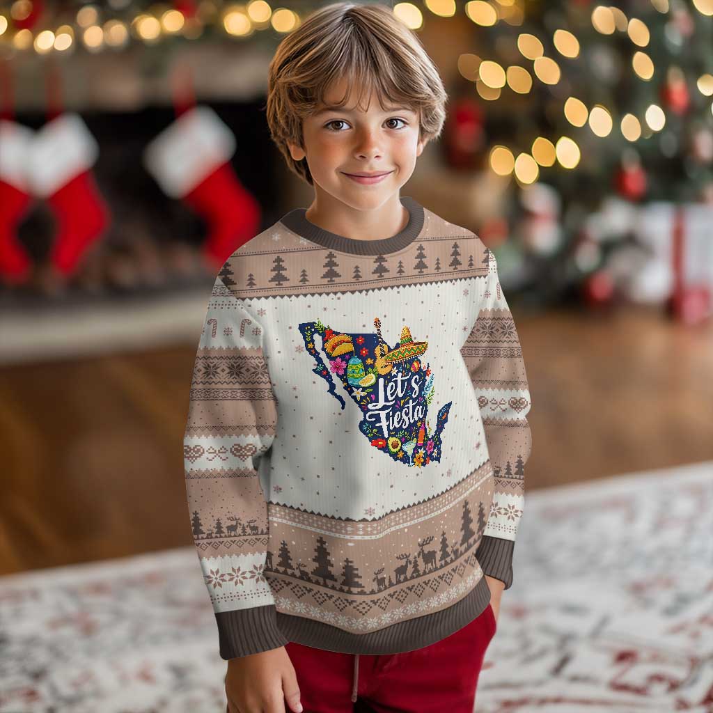 Cinco De Mayo Party Mexican Map Ugly Christmas Sweater Lets Fiesta TS12 Mocha Mousse Print Your Wear