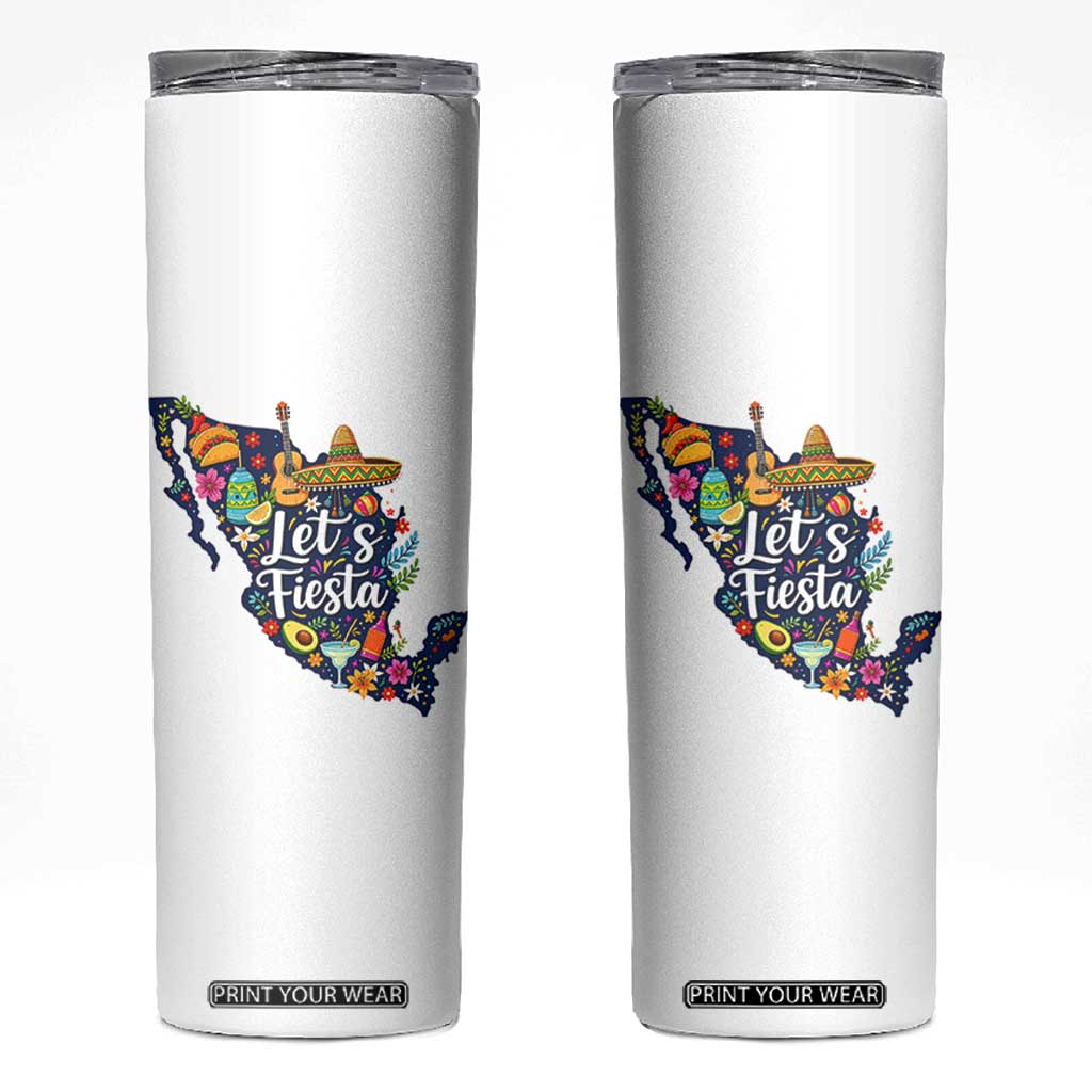 Cinco De Mayo Party Mexican Map Skinny Tumbler Lets Fiesta TS12 White Print Your Wear