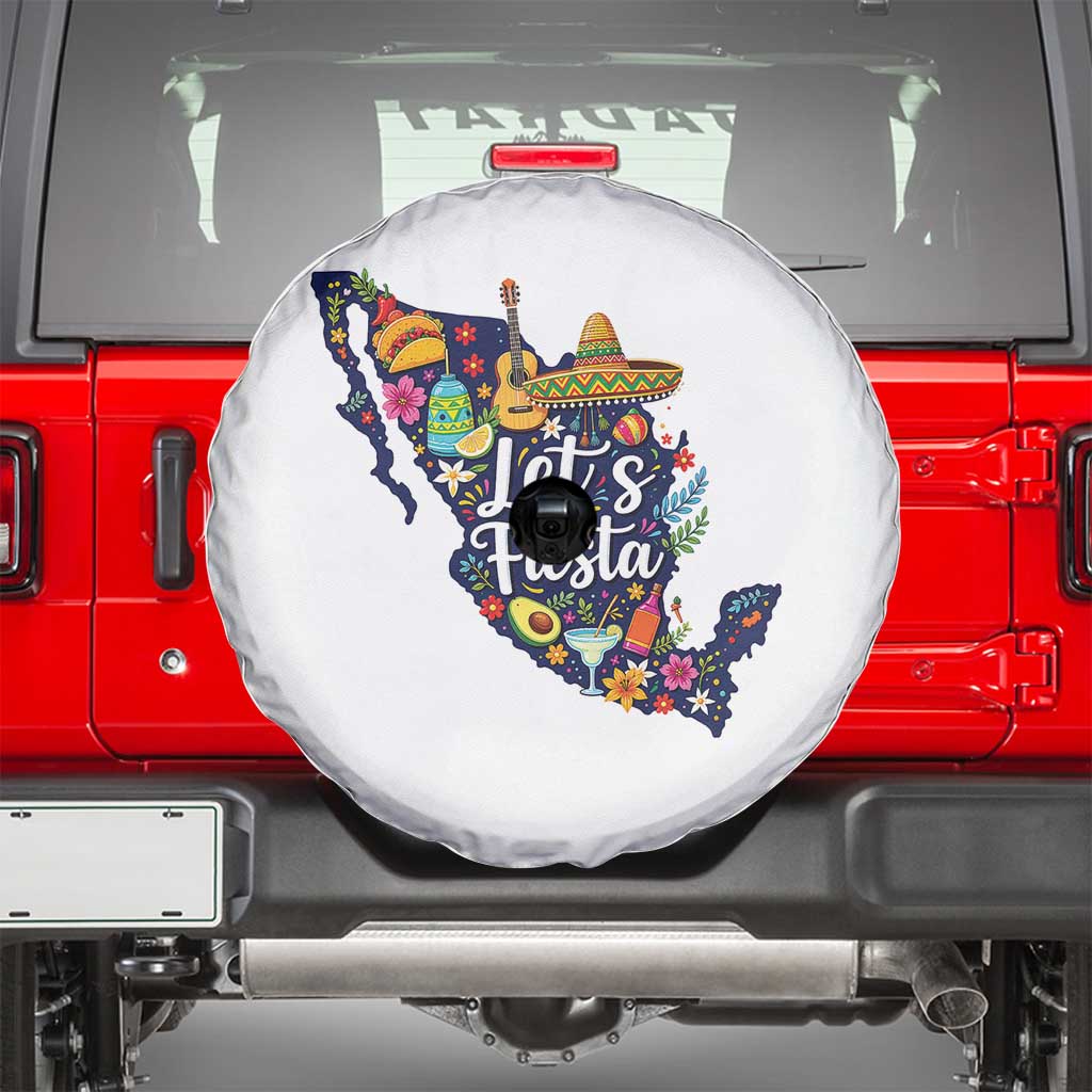 Cinco De Mayo Party Mexican Map Spare Tire Cover Lets Fiesta TS12 White Print Your Wear