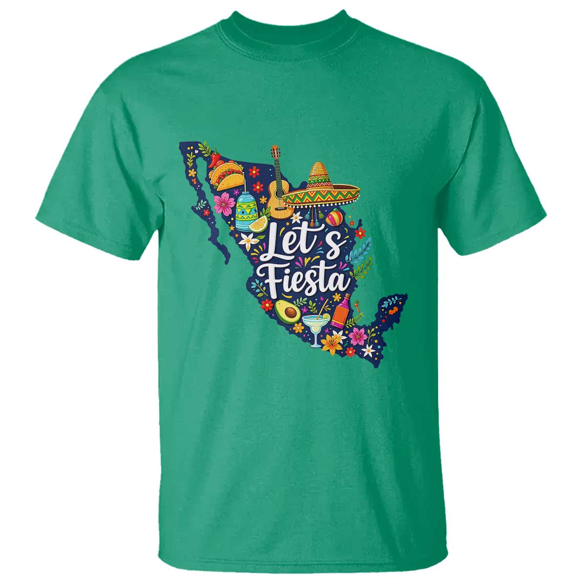 Cinco De Mayo Party Mexican Map T Shirt Lets Fiesta TS12 Irish Green Print Your Wear
