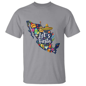 Cinco De Mayo Party Mexican Map T Shirt Lets Fiesta TS12 Sport Gray Print Your Wear
