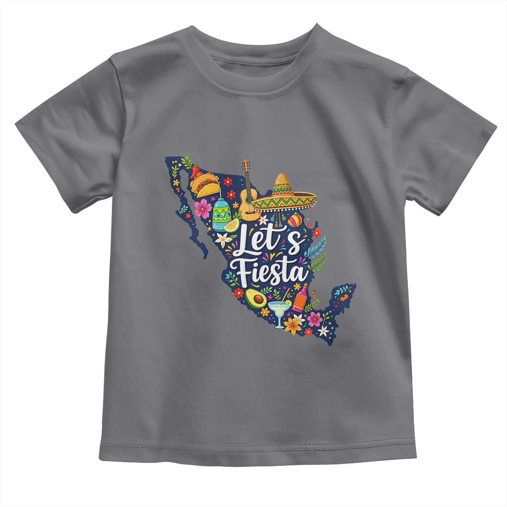 Cinco De Mayo Party Mexican Map Toddler T Shirt Lets Fiesta TS12 Charcoal Print Your Wear