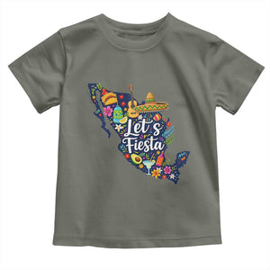 Cinco De Mayo Party Mexican Map Toddler T Shirt Lets Fiesta TS12 Military Green Print Your Wear