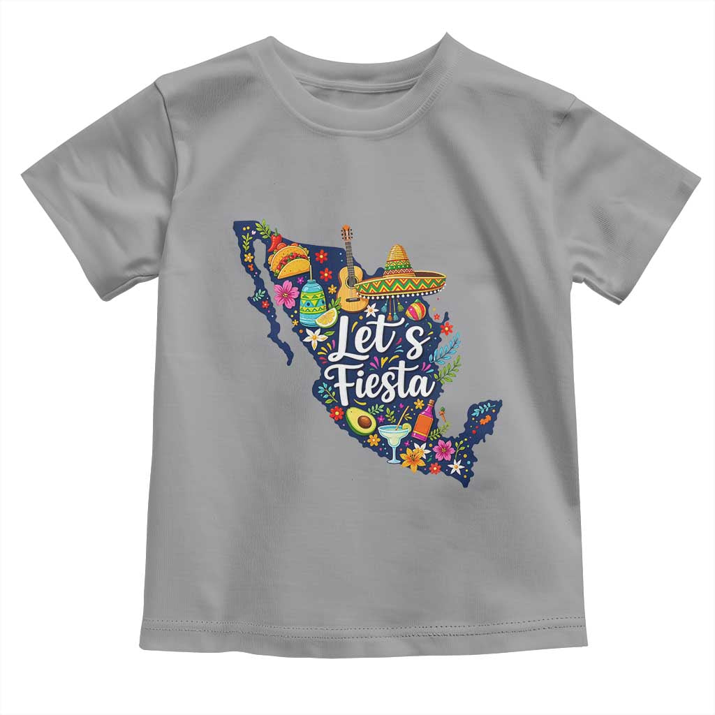Cinco De Mayo Party Mexican Map Toddler T Shirt Lets Fiesta TS12 Sport Gray Print Your Wear